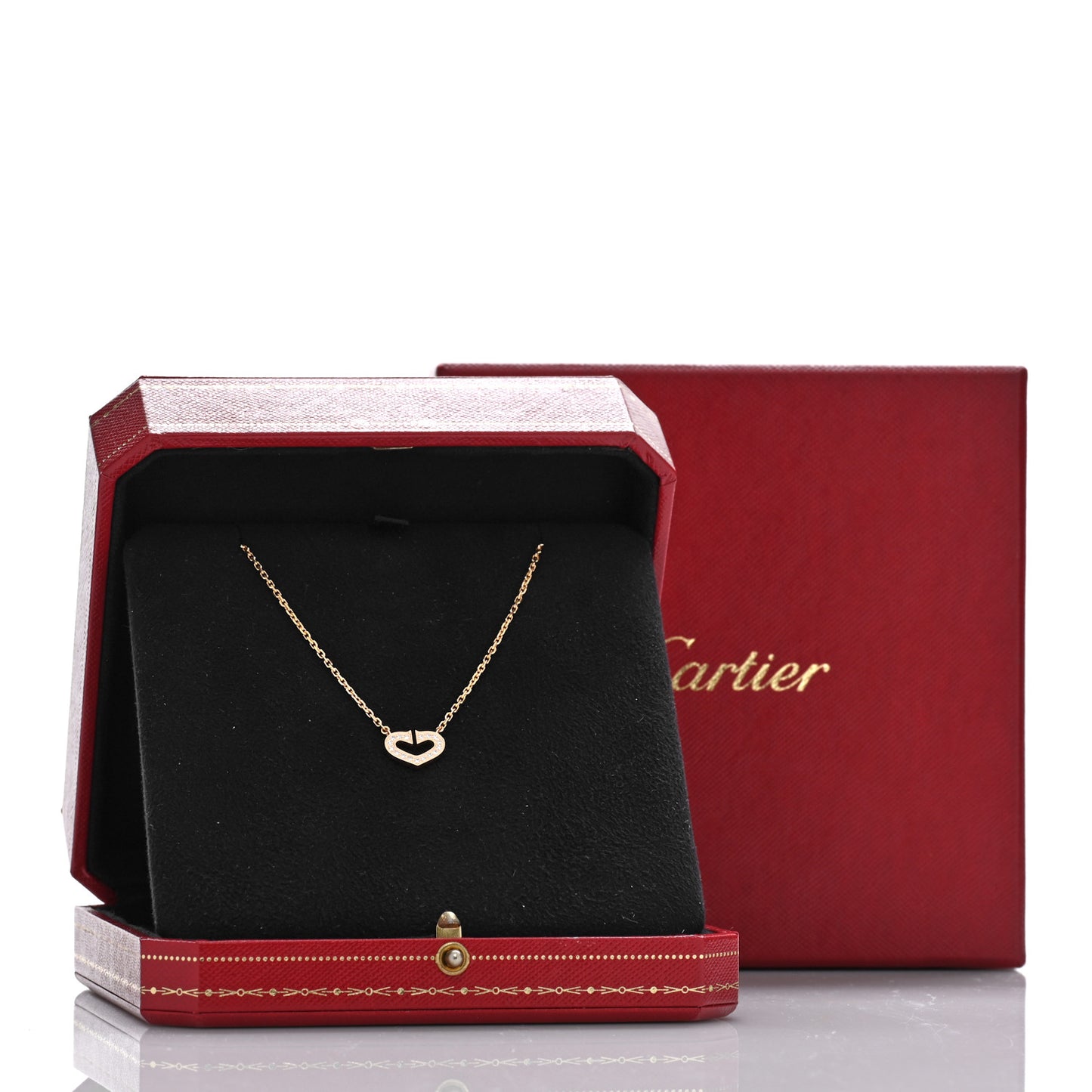 18K Pink Gold Diamond Hearts And Symbols Pendant Necklace