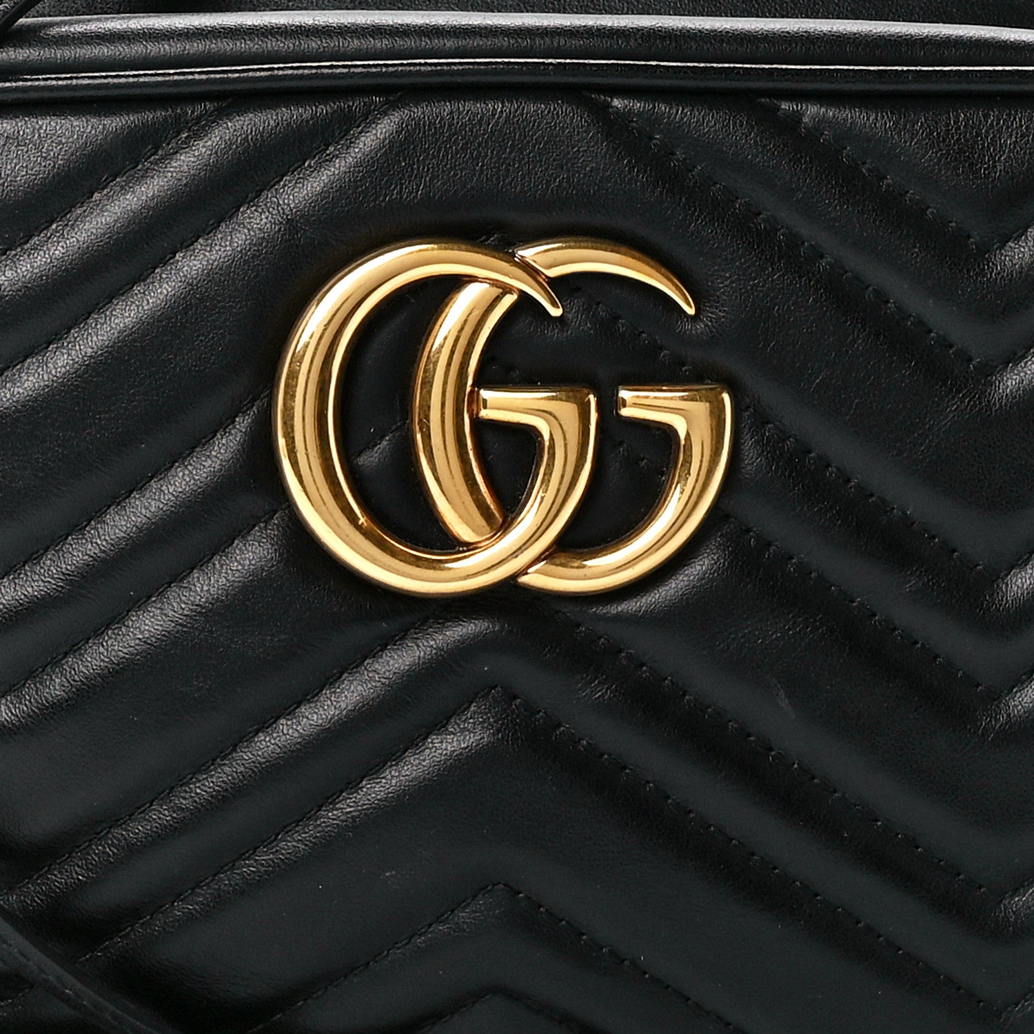 Gucci Calfskin Matelasse Small GG Marmont Chain Shoulder Bag Black 9 of 12
