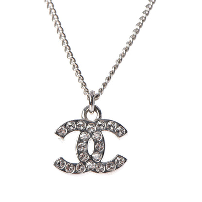 Chanel Crystal Timeless CC Necklace Silver 5 of 6