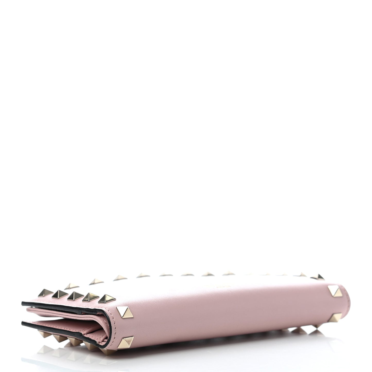 Calfskin Rockstud Continental Wallet Water Rose