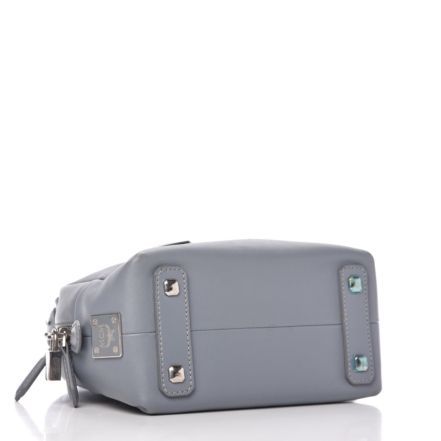 MCM Calfskin Boston Bag Sky Blue 4 of 9