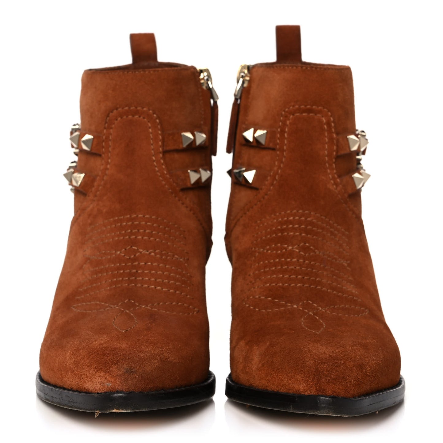 Suede Rockstud Double Buckle 50mm Cowboy Ankle Boots 36 Selleria