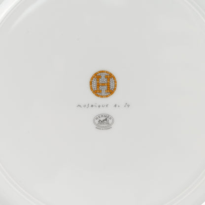 Hermes Porcelain Mosaique Au 24 Platine Presentation Plate Set of 2 Gold 4 of 6