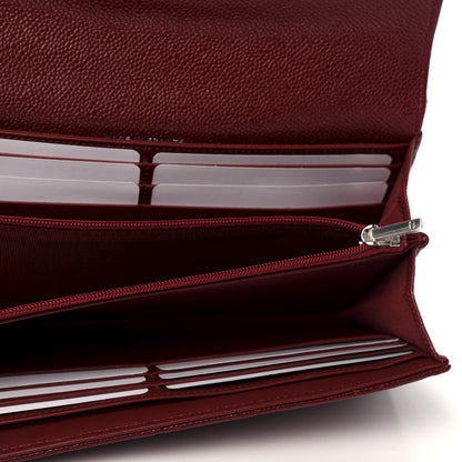 Chanel Caviar Quilted Large Gusset Flap Wallet Burgundy 5 of 9