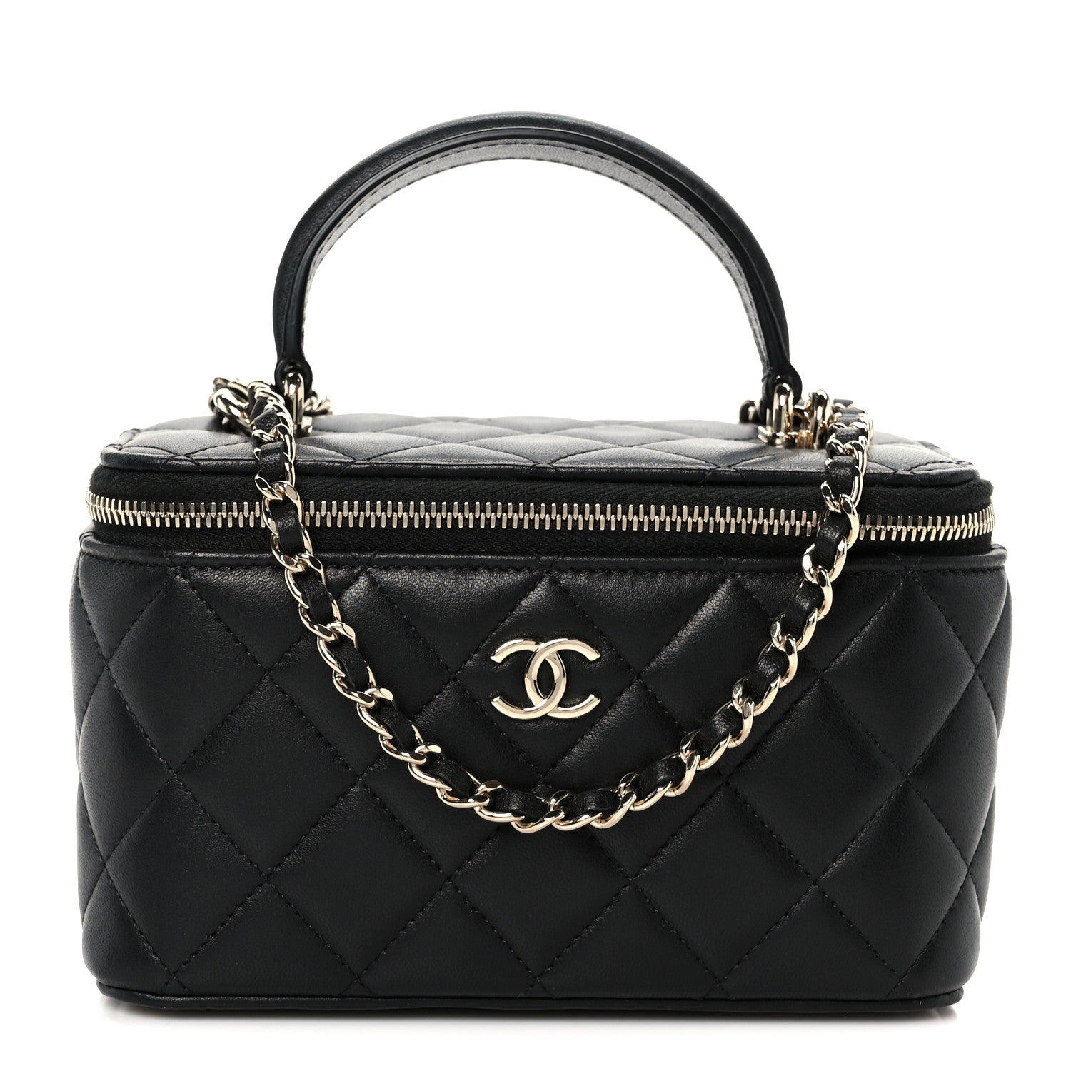 Chanel Lambskin Quilted Small Top Handle Vanity Case With Chain Black 1 of 11