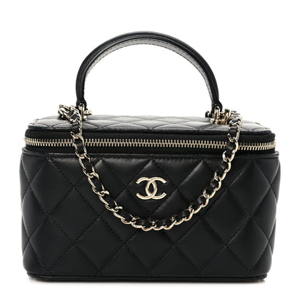 Chanel Lambskin Quilted Small Top Handle Vanity Case With Chain Black 1 of 11