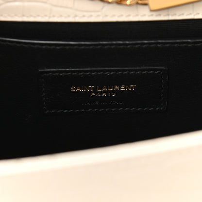 Saint Laurent Calfskin Crocodile Embossed Small Classic Monogram Kate Tassel Satchel Crema Soft 6 of 8
