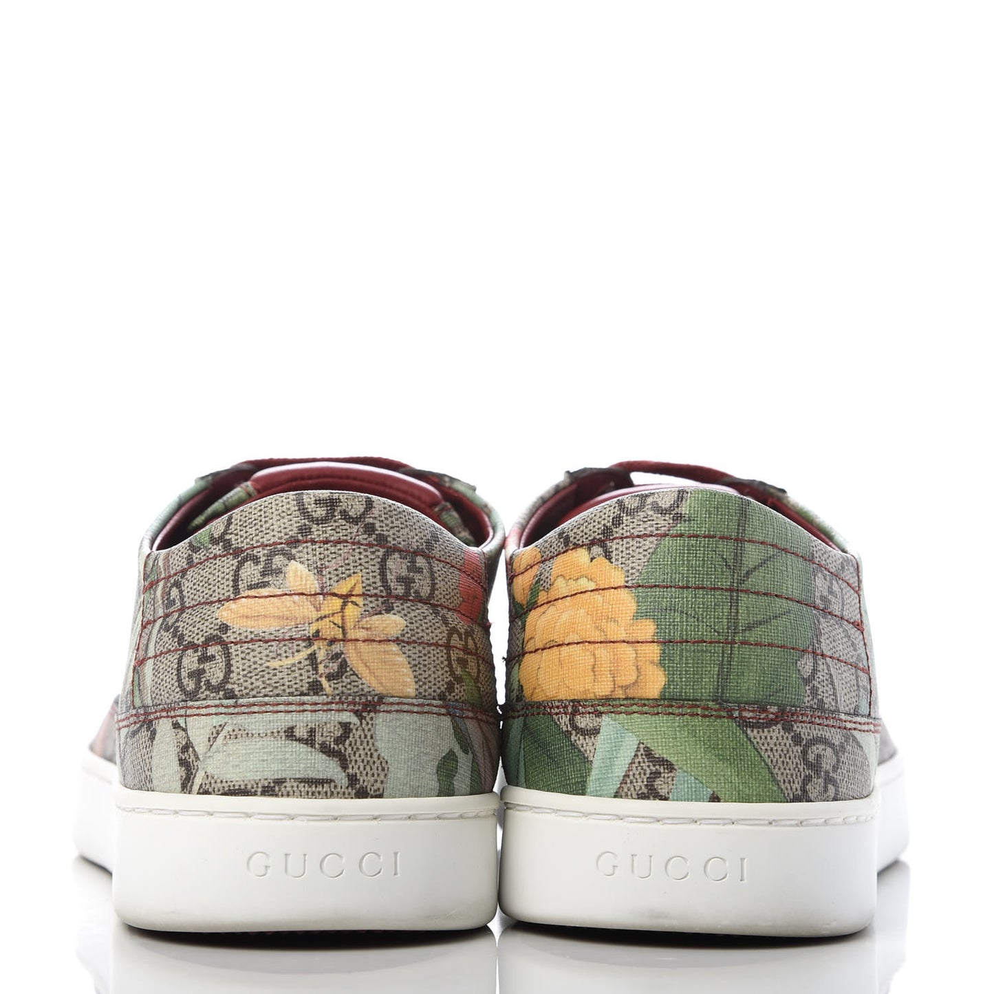 GG Supreme Monogram Tian Mens Low Top Sneakers 9 Beige Multicolor Red