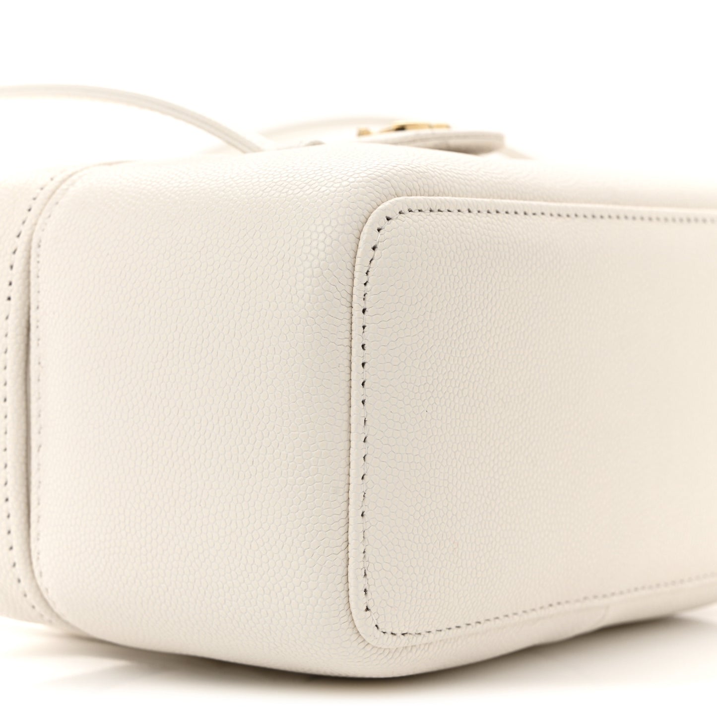 Shiny Caviar Preppy Coco Long Vanity With Strap White