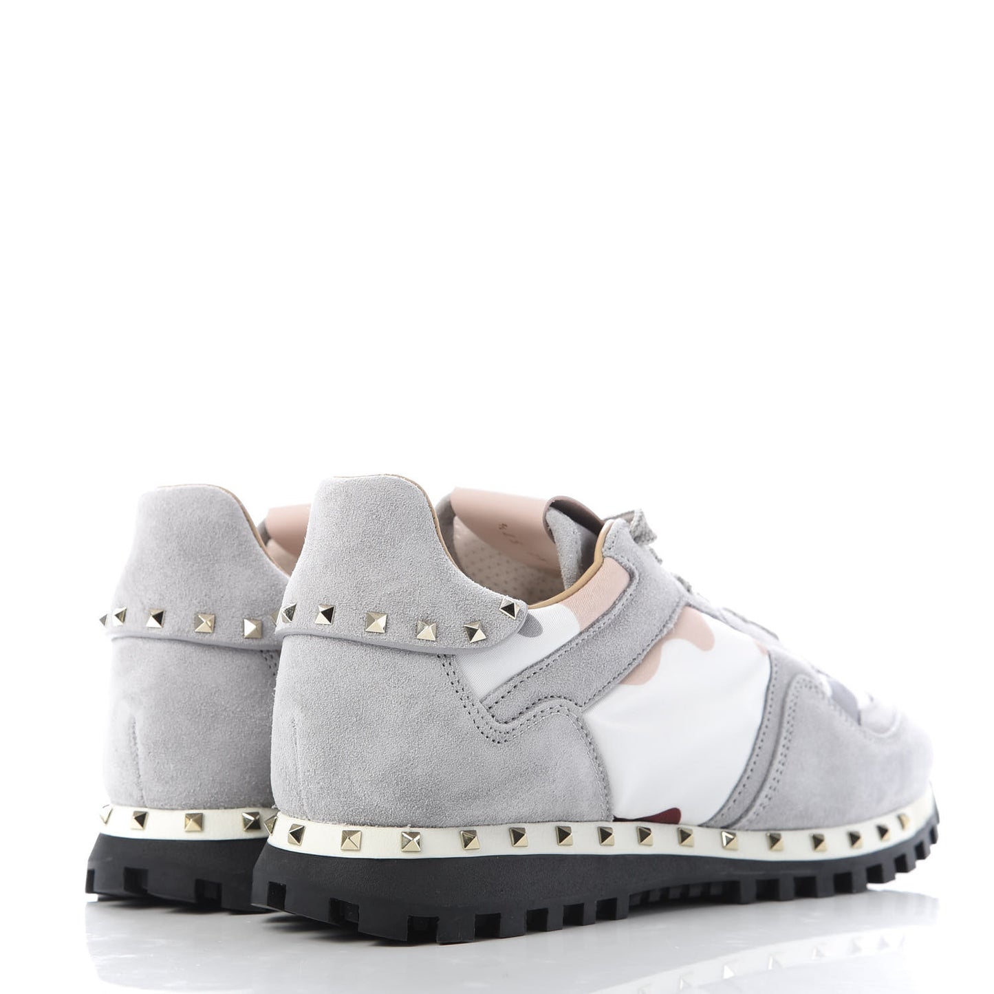 Suede Nylon Camouflage Womens Soul Rockstud Sneakers 37.5 Grey