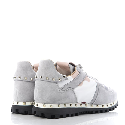 Valentino Garavani Suede Nylon Camouflage Womens Soul Rockstud Sneakers 37.5 Grey 4 of 10
