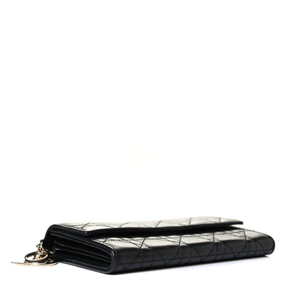 Christian Dior Lambskin Cannage Lady Dior Charm Wallet Black 3 of 8