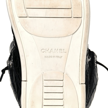 Chanel Calfskin Crocodile Embossed Cocodile High Top Sneakers 39 Black 6 of 9
