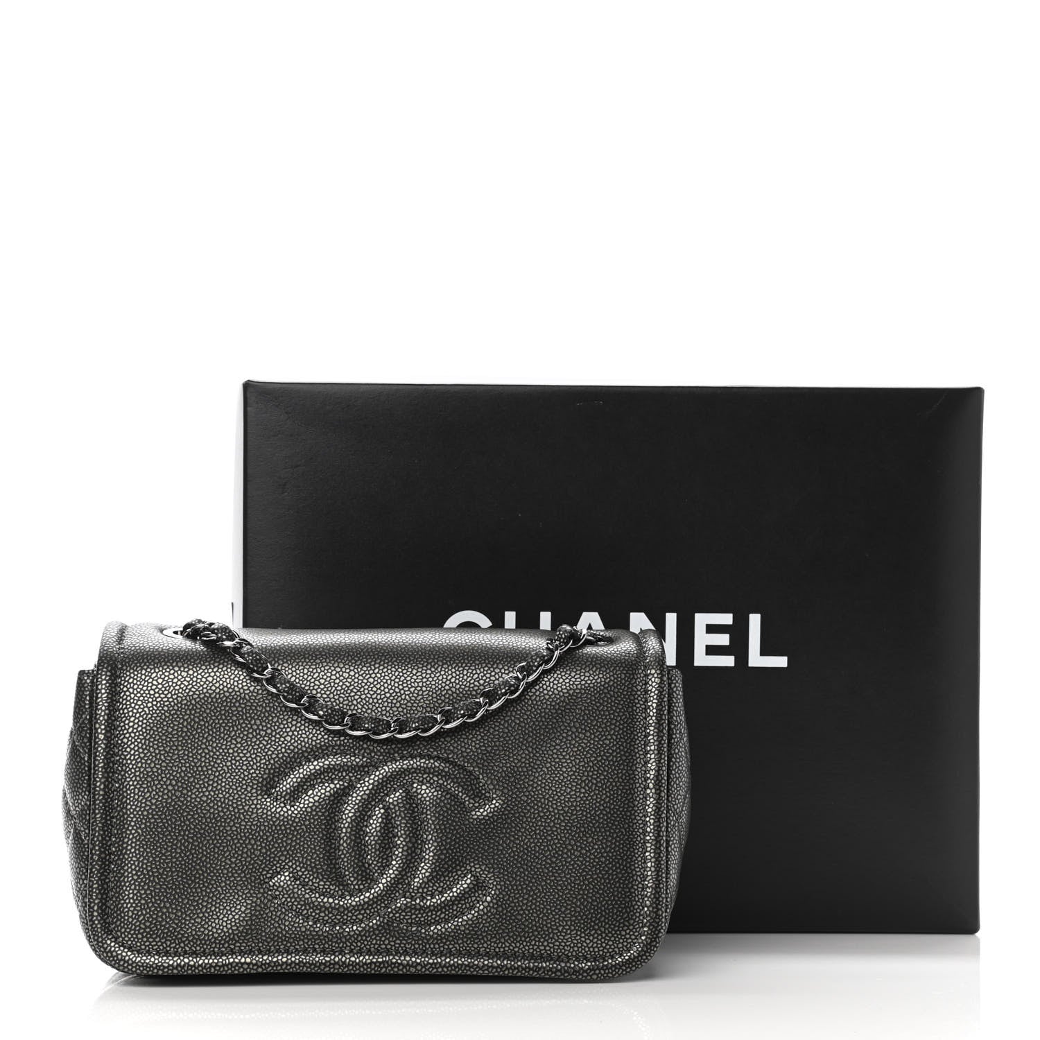 Chanel Metallic Caviar Medium Timeless CC Flap Dark Silver 12 of 12