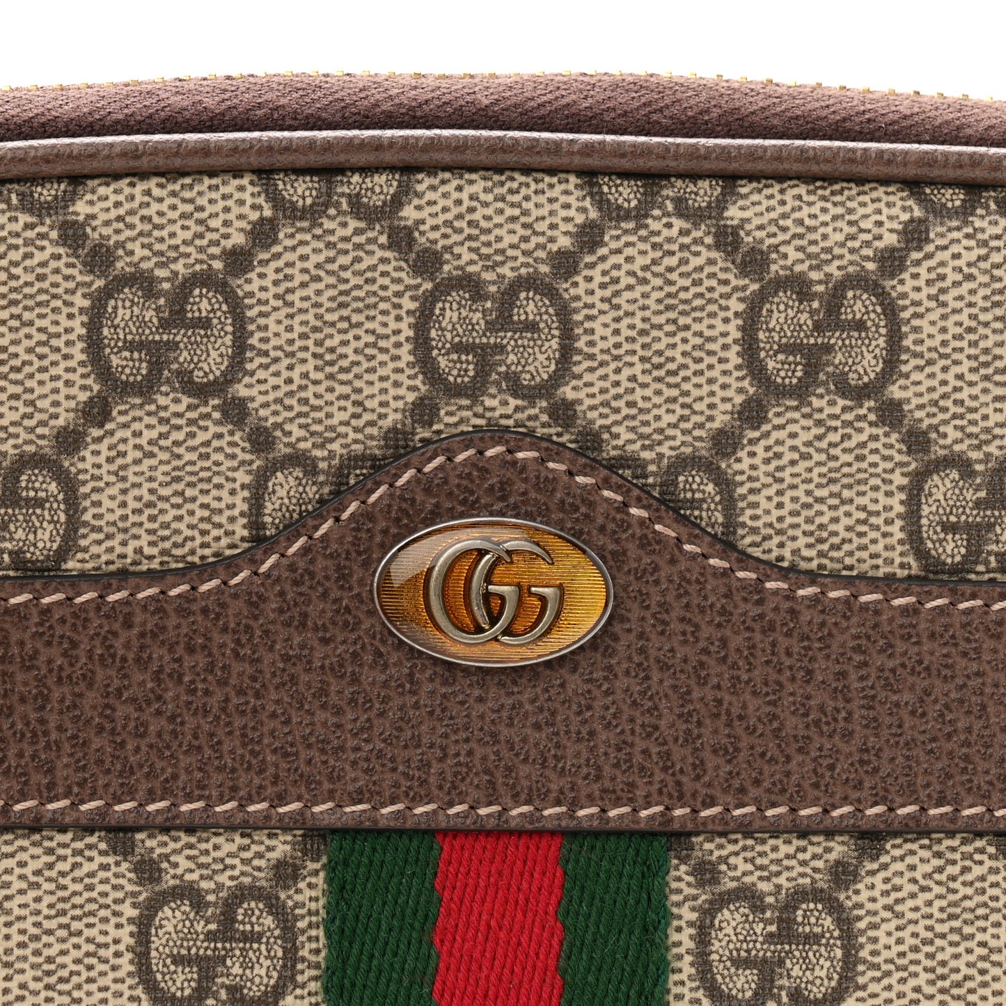 GG Supreme Monogram Ophidia Belted iPhone Case 95 38 Dark Brown