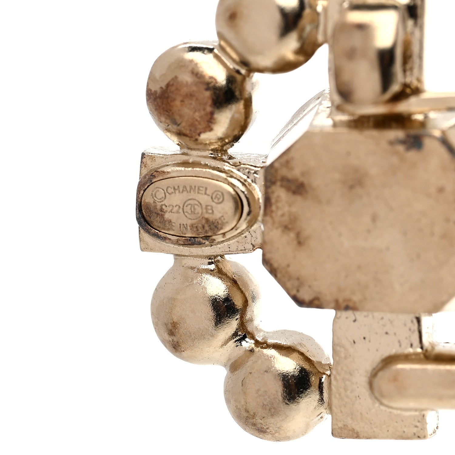 Chanel Crystal Pin Brooch Gold Pink 3 of 3