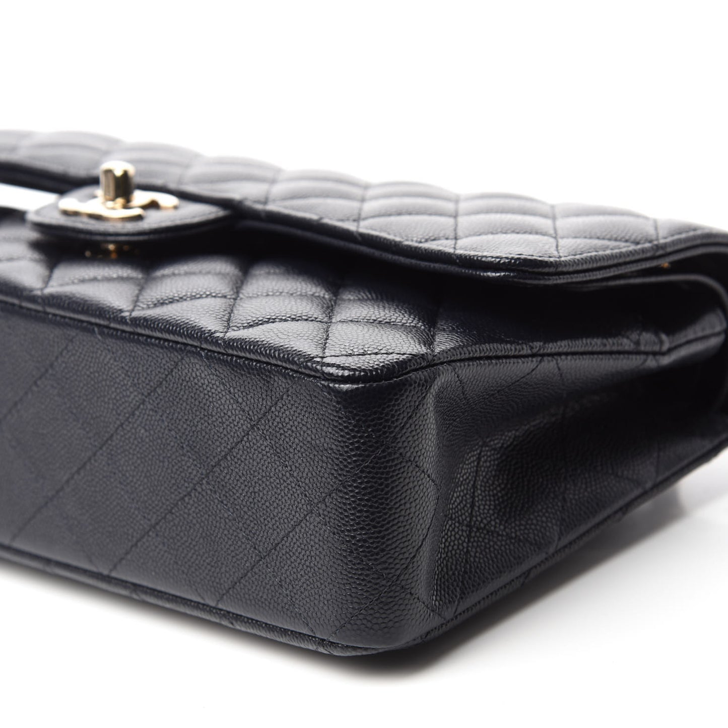 Caviar Quilted Medium Double Flap Navy