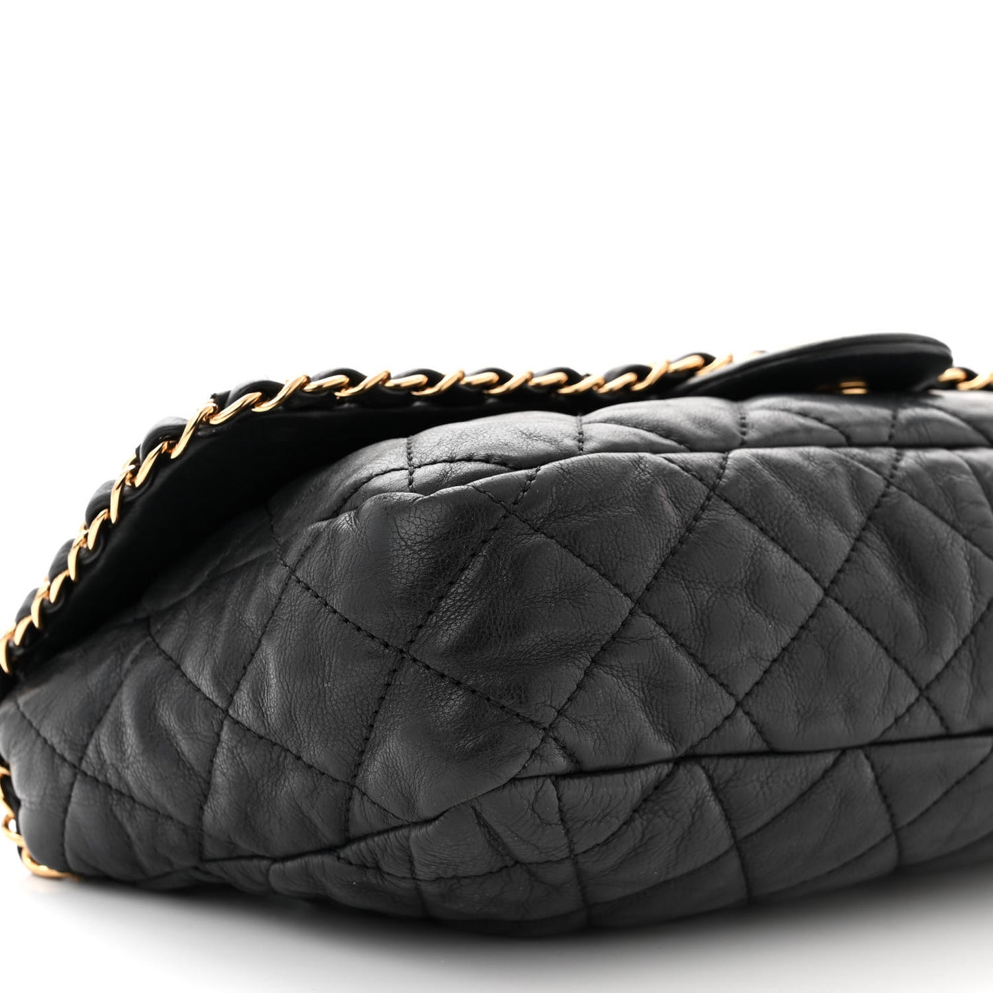 Calfskin Quilted Medium Chain Me Flap Black