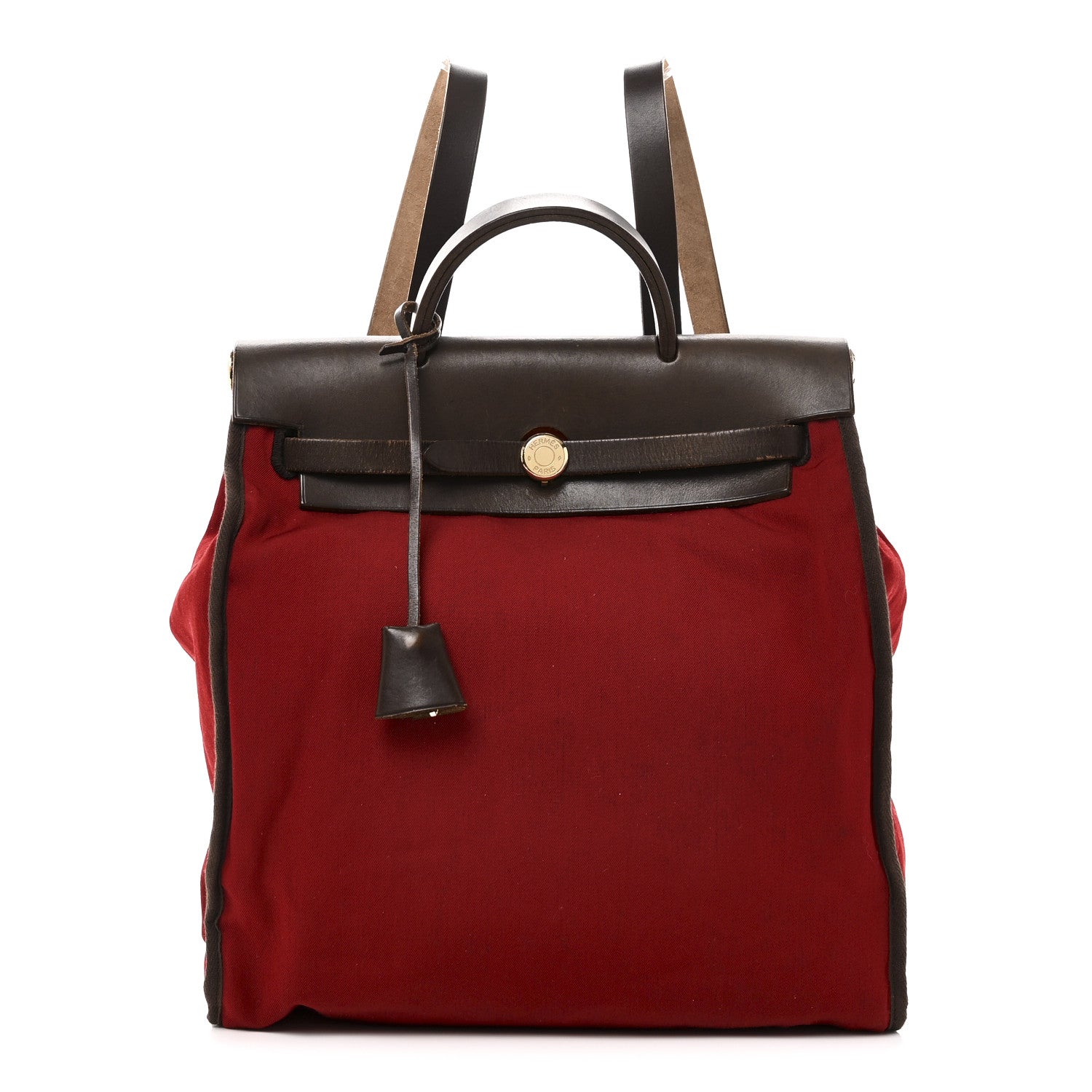 Hermes Toile Vache Calfskin Herbag 30 PM Backpack Orange Red 1 of 10