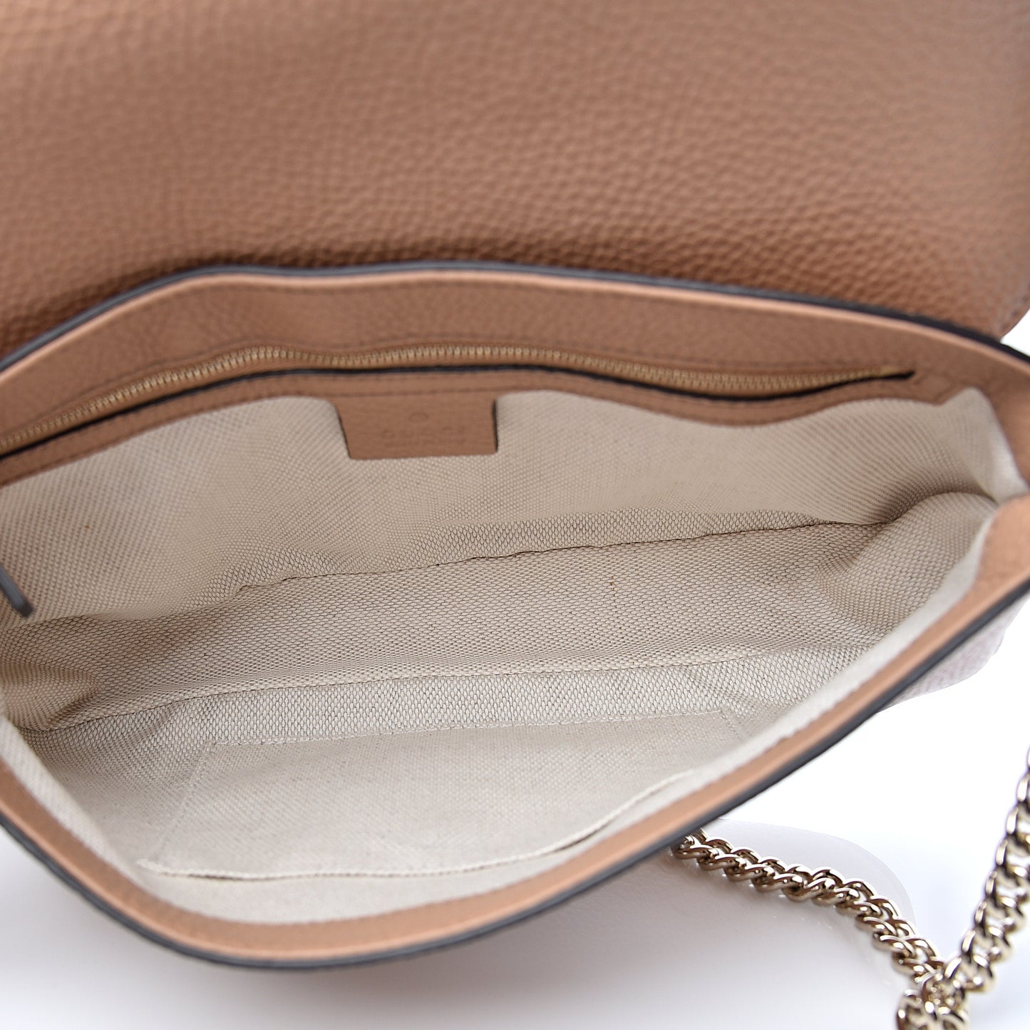 Pebbled Calfskin Medium Soho Flap Crossbody Camelia