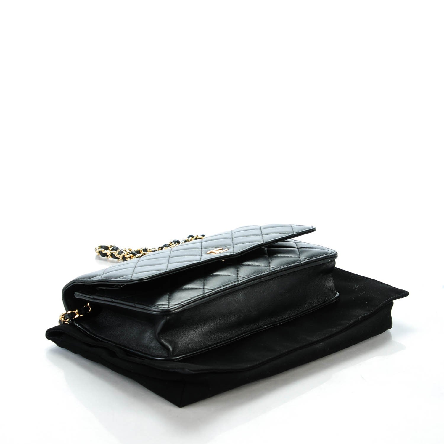 Chanel Lambskin Quilted Wallet On Chain WOC Black 4 of 8