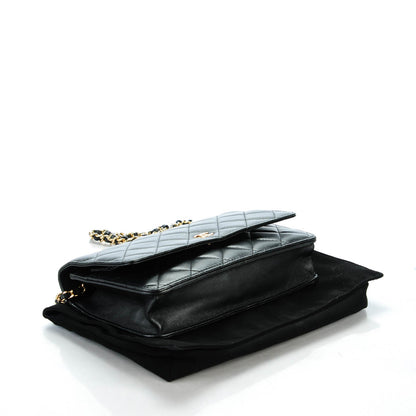 Chanel Lambskin Quilted Wallet On Chain WOC Black 4 of 8