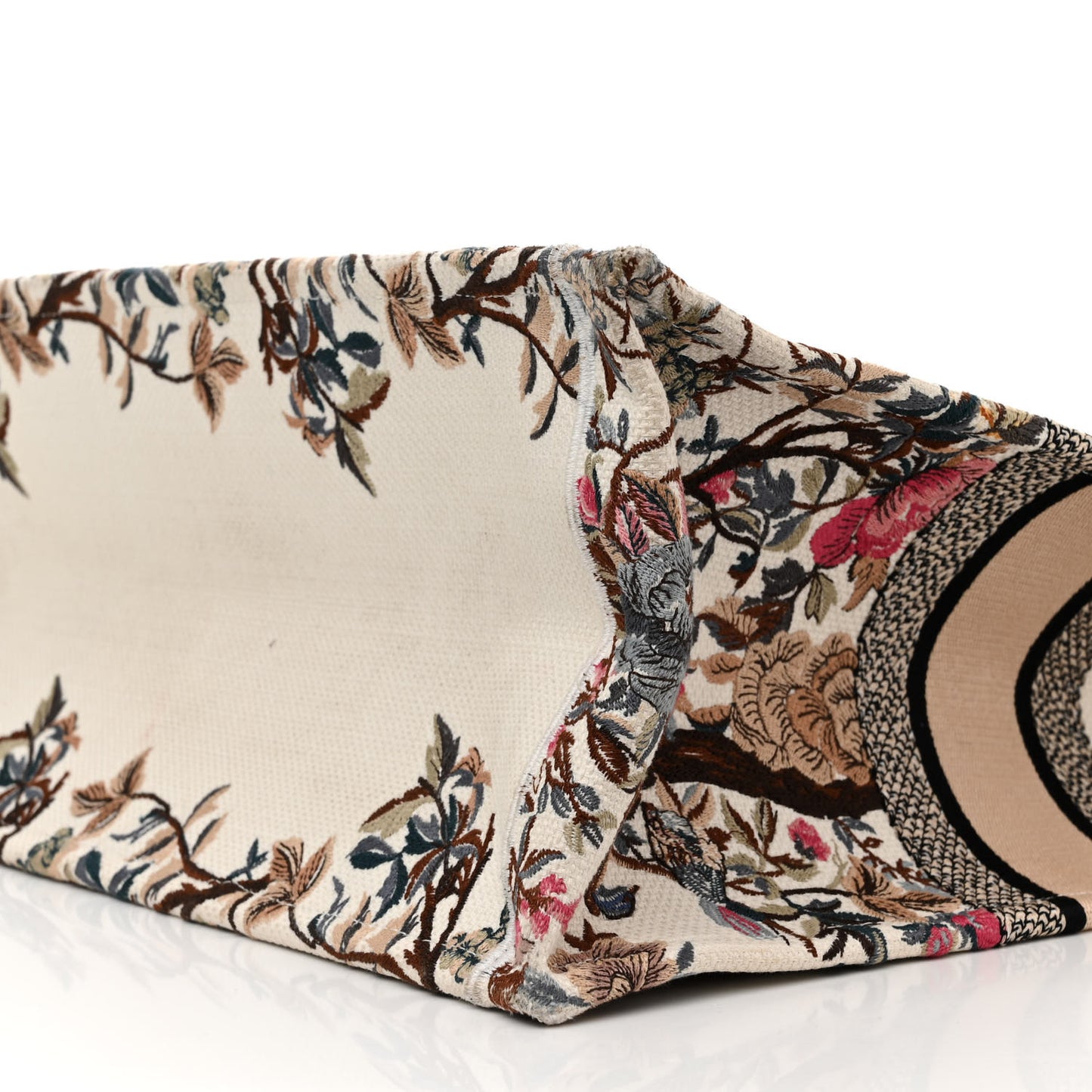 Canvas Embroidered Large Jardin D'Hiver Book Tote Latte Multicolor