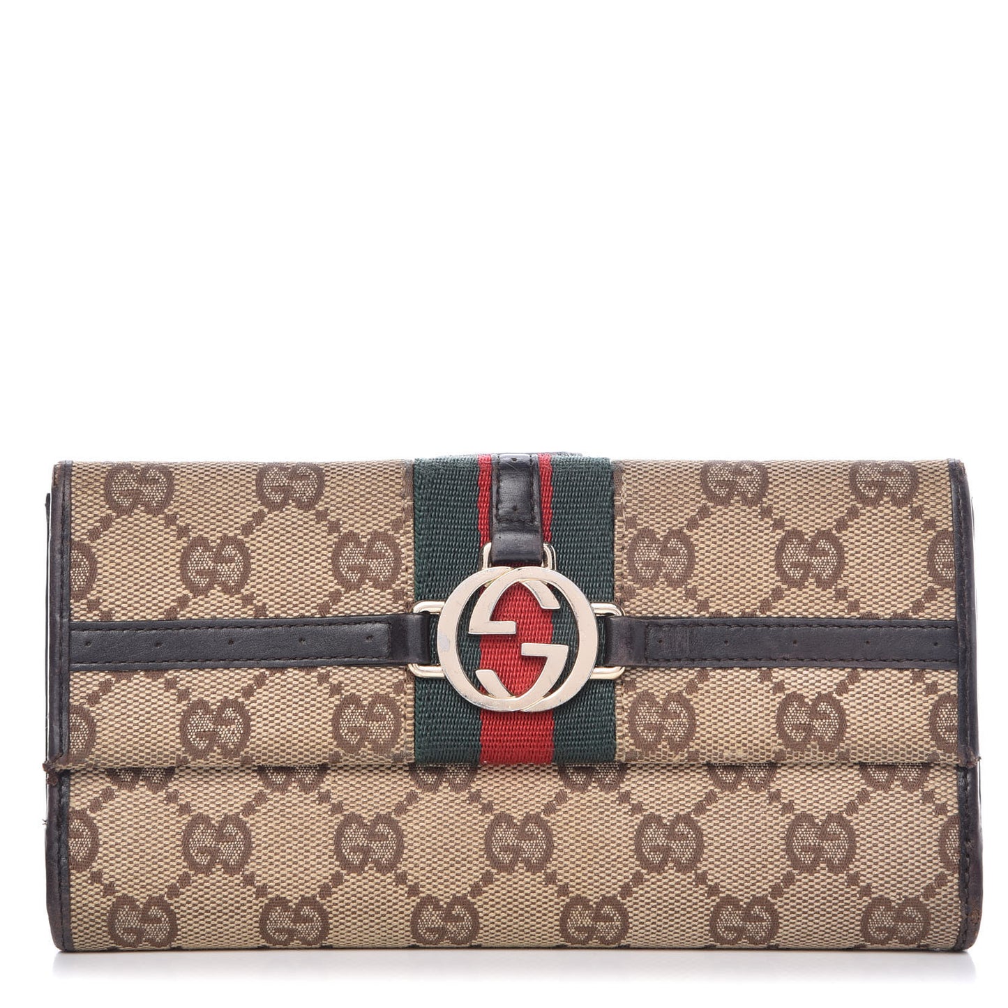 Monogram Web GG Reins Wallet Dark Brown