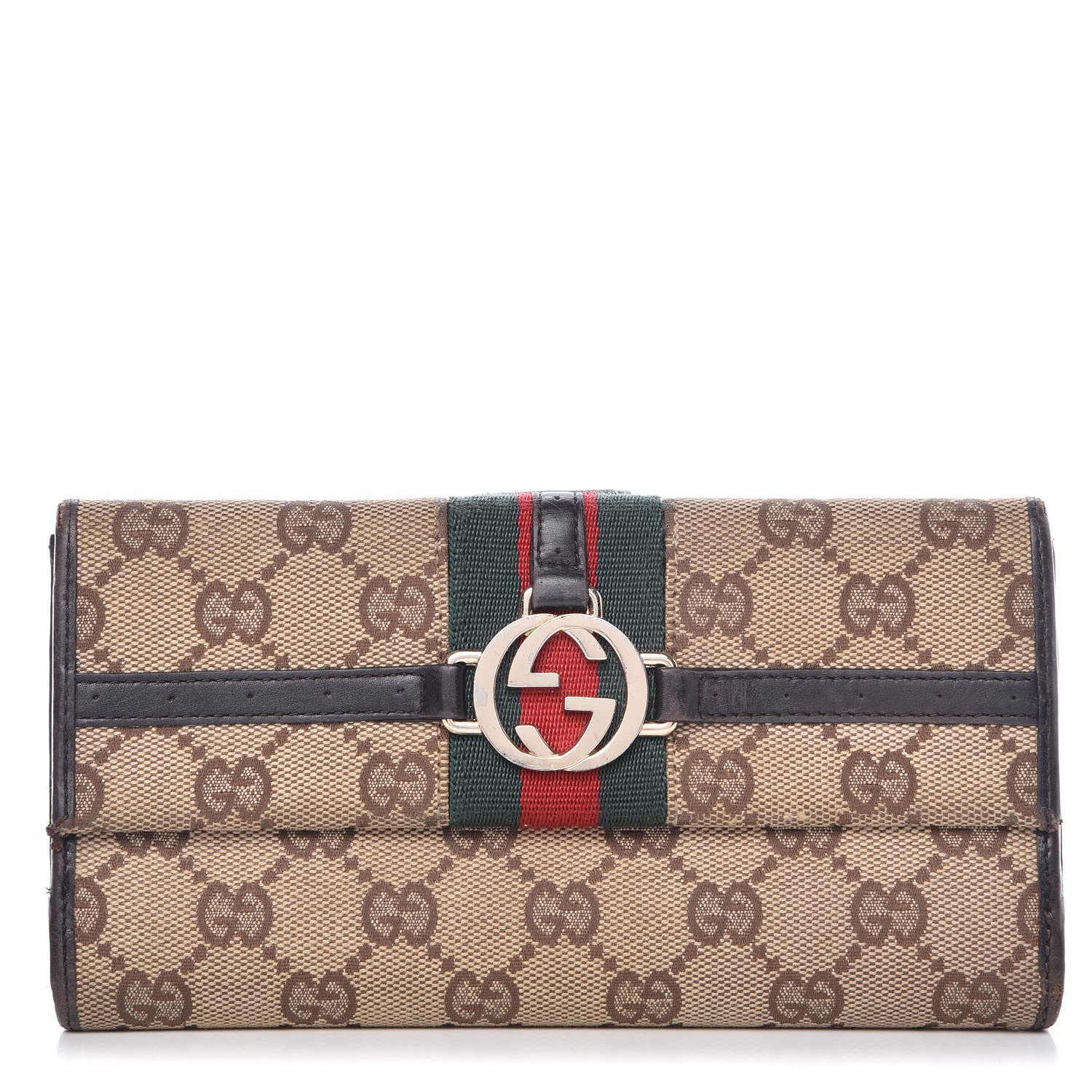 Gucci Monogram Web GG Reins Wallet Dark Brown 1 of 20