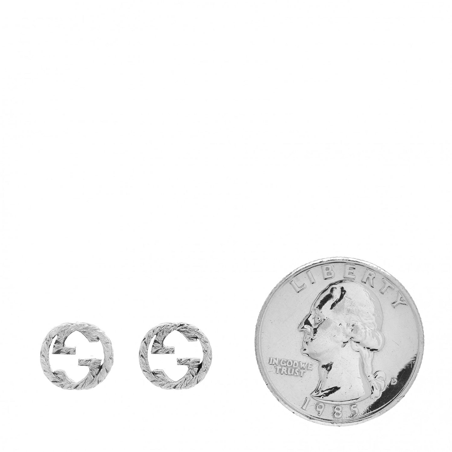 Sterling Silver Textured Interlocking G Stud Earrings