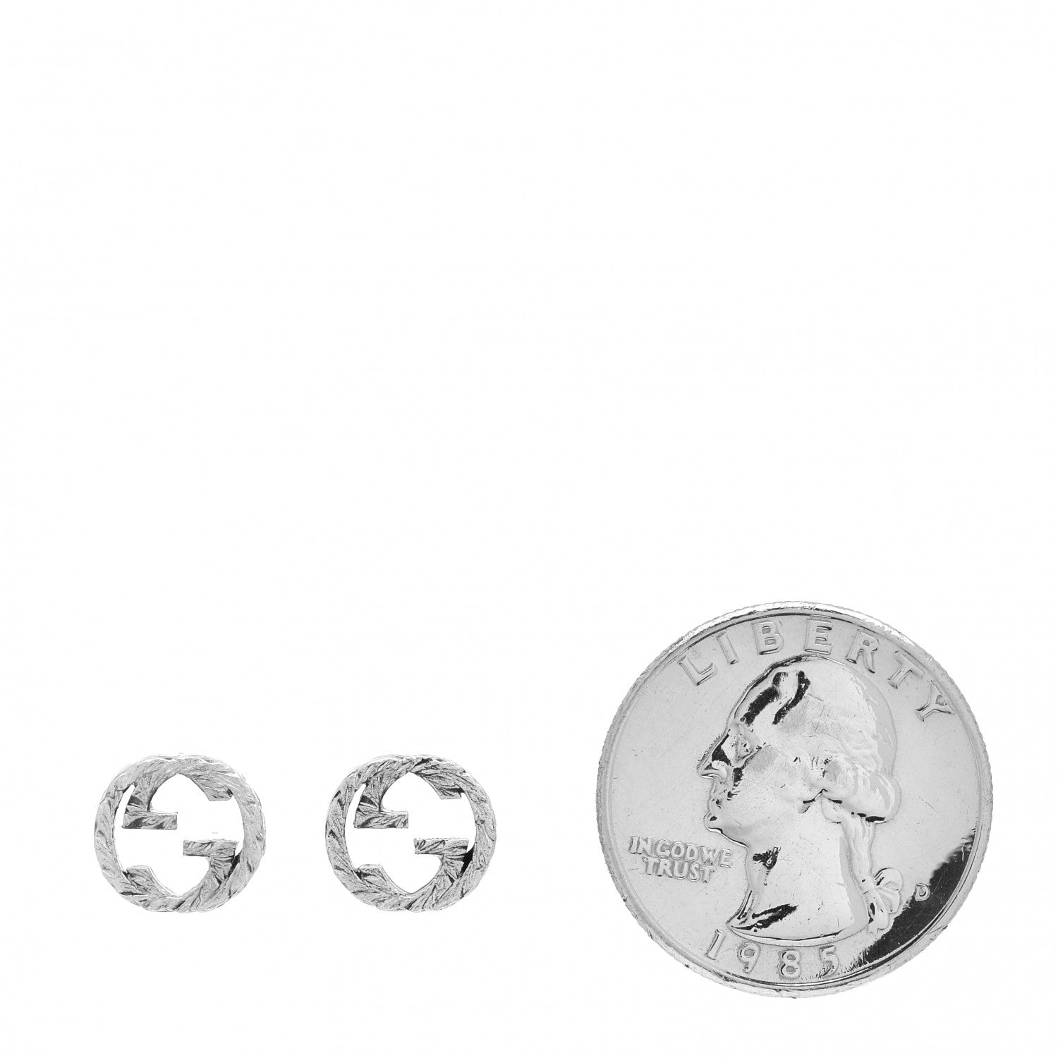 Gucci Sterling Silver Textured Interlocking G Stud Earrings 2 of 4