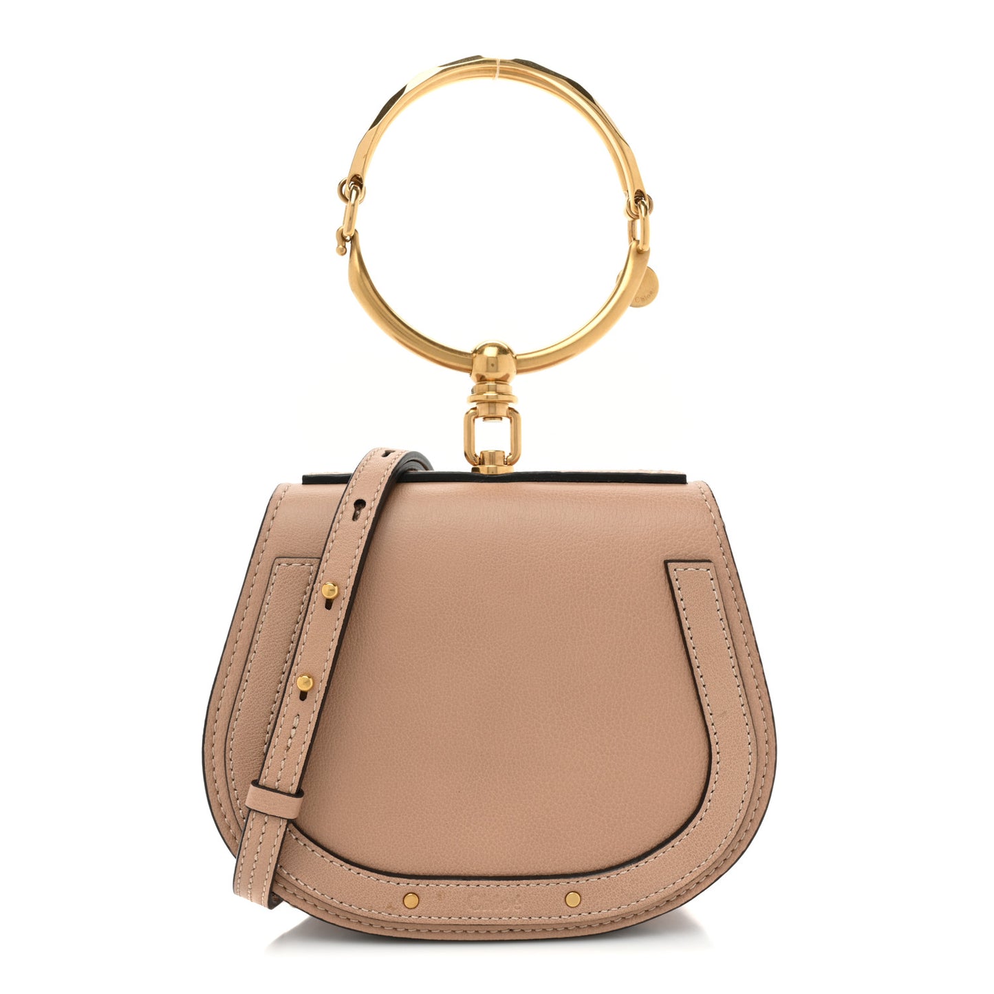 Calfskin Suede Small Nile Bracelet Bag Biscotti Beige
