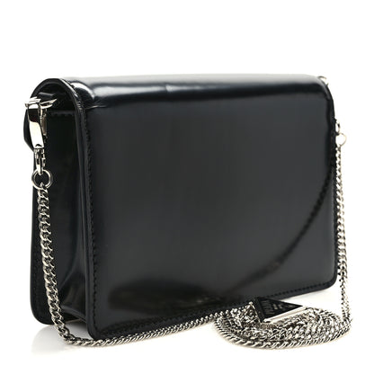 Prada Spazzolato Triangle Logo Plate Flap Chain Crossbody Bag Black 3 of 8
