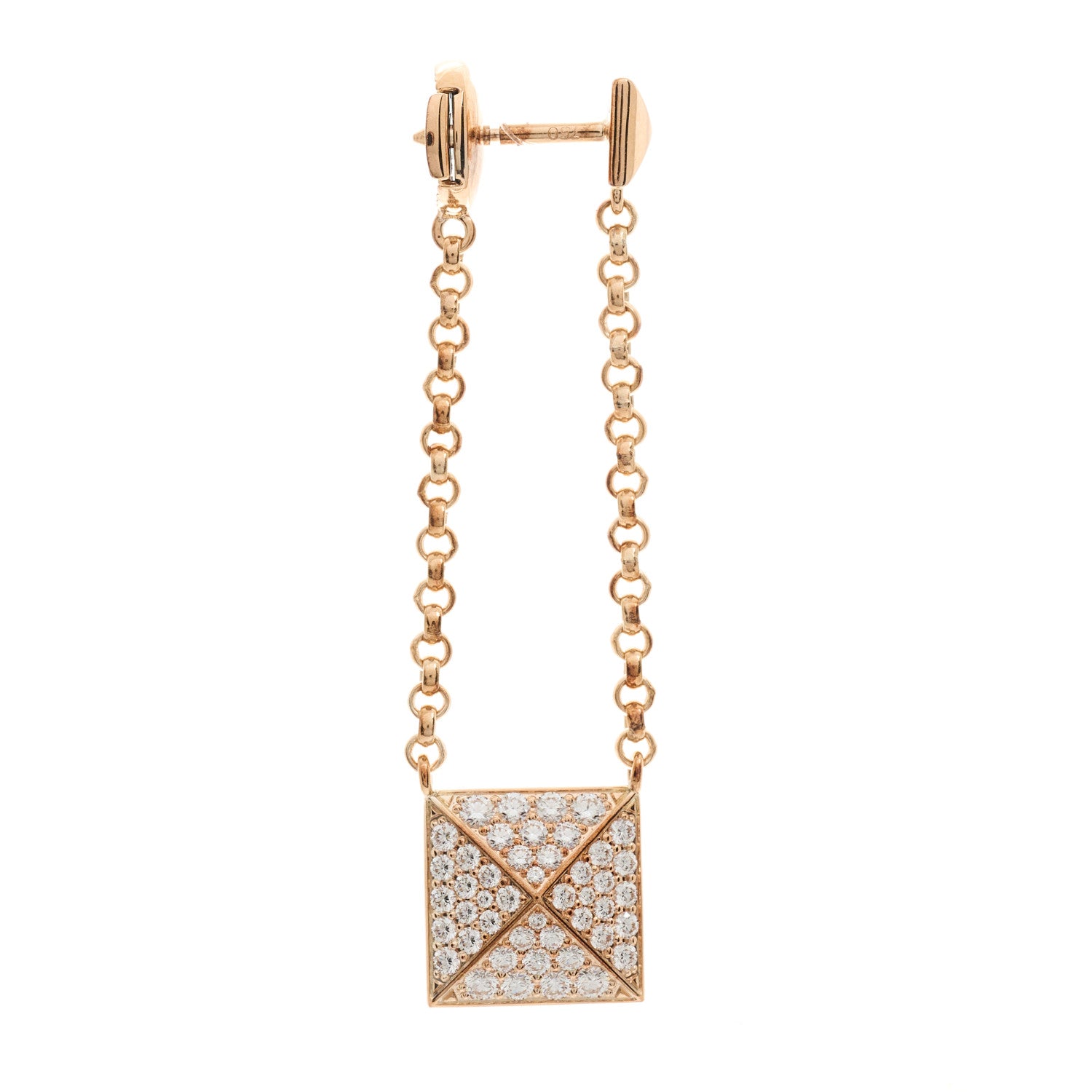 Hermes 18K Rose Gold Diamond Clou d'H Dangle Earrings 3 of 7