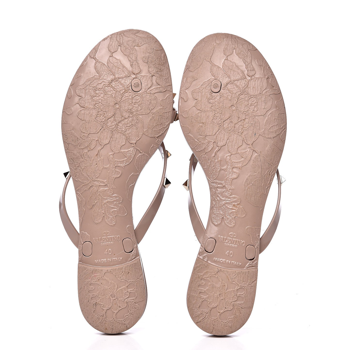 PVC Jelly Rockstud Bow Thong Sandals 40 Poudre
