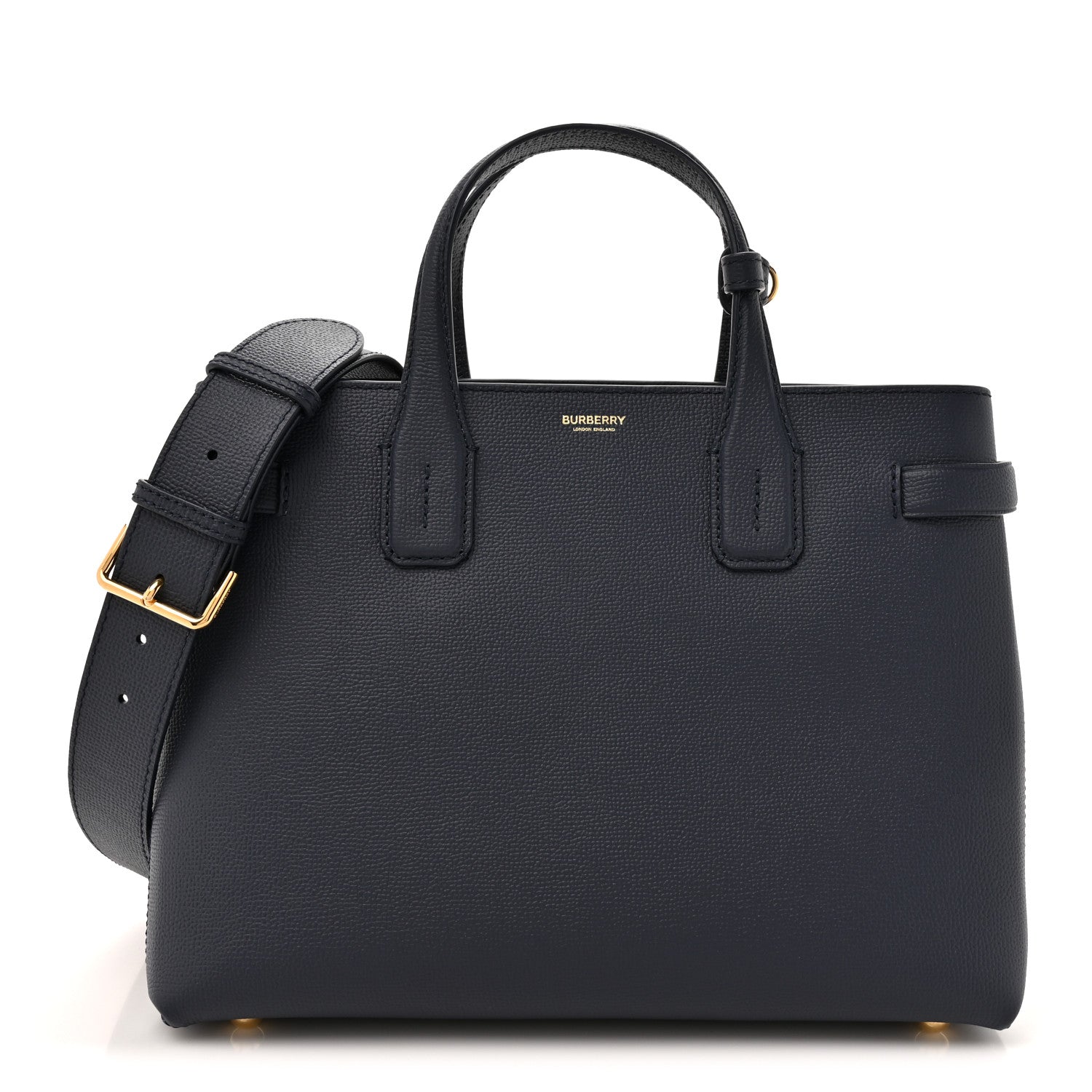 Burberry Grainy Calfskin House Check Medium Banner Tote Regency Blue 1 of 10