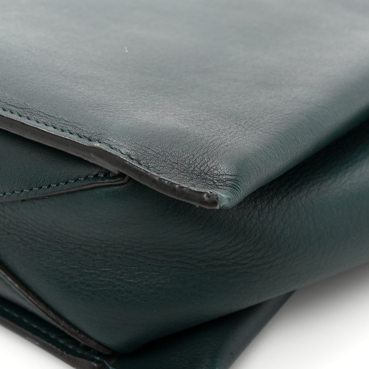 Celine Smooth Calfskin Tri-Fold Clutch on Chain Bottle Green 17 of 18