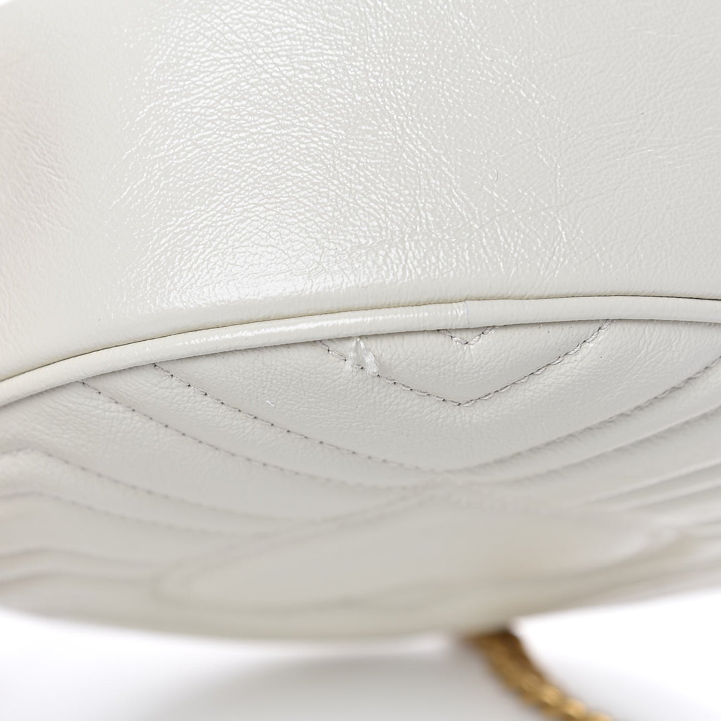 Calfskin Matelasse Mini GG Marmont Round Shoulder Bag White