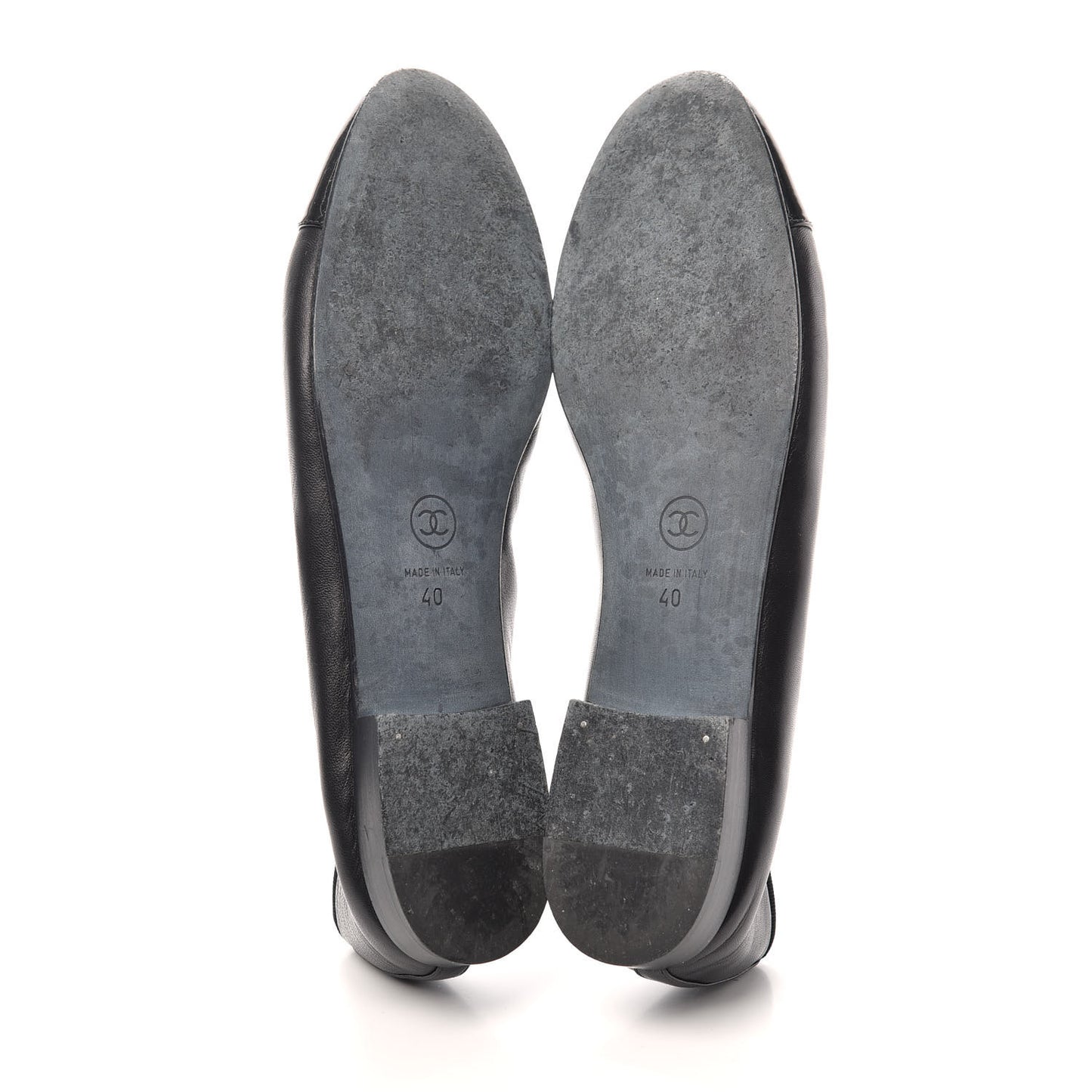 Lambskin Patent CC Cap Toe Ballerina Flats 40 Black