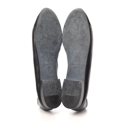 Chanel Lambskin Patent CC Cap Toe Ballerina Flats 40 Black 7 of 7