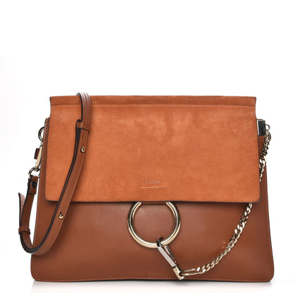Chloe Suede Calfskin Medium Faye Shoulder Bag Tobacco 1 of 8