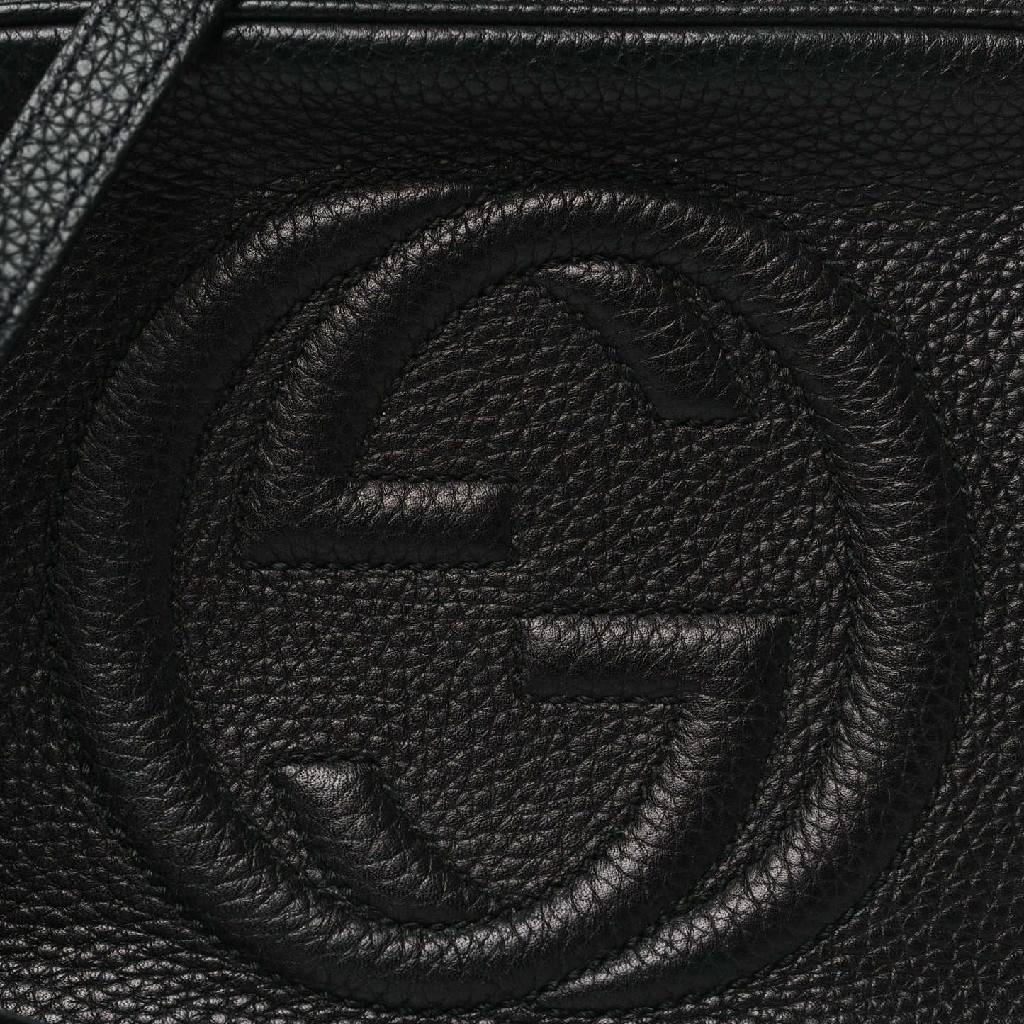 Pebbled Calfskin Small Soho Disco Bag Black