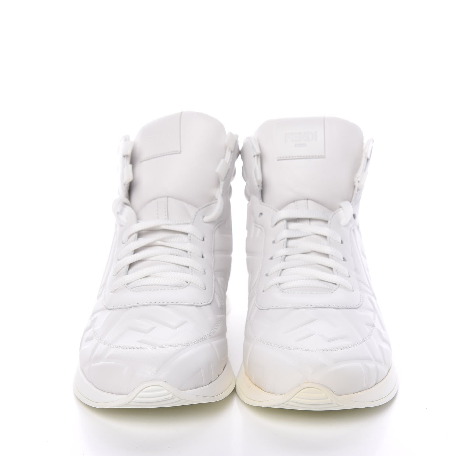 Fendi Nappa Macro FF Embossed Womens High Top Sneakers 39 White Ice 2 of 12