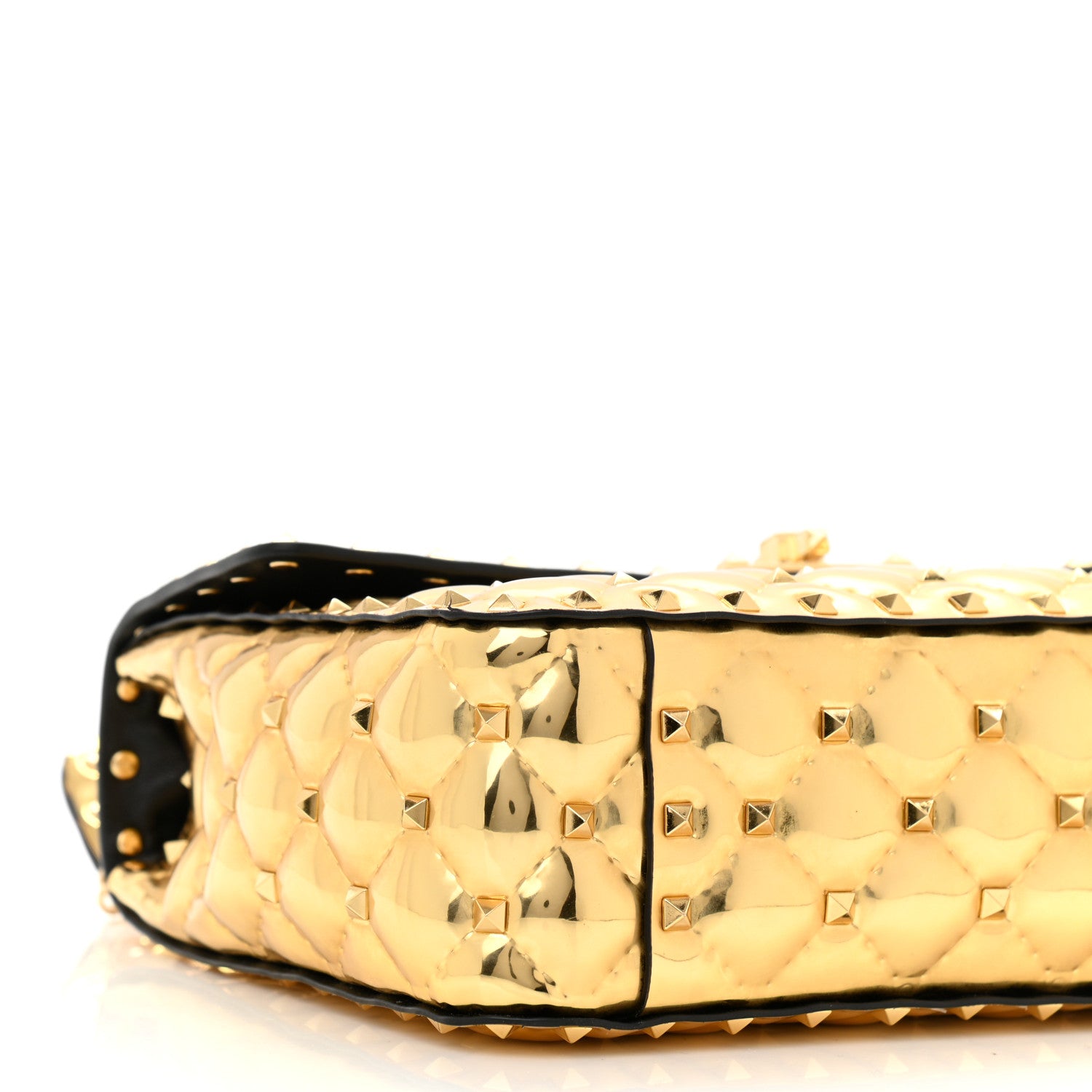 Valentino Garavani Metallic Patent Medium Rockstud Spike Shoulder Bag Gold 7 of 9