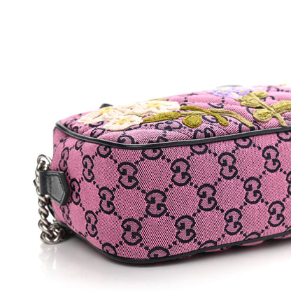 Gucci Monogram Multicolor Matelasse Diagonal Floral Embroidered Small GG Marmont Chain Shoulder Bag Pink Blue Ivory Green Lilac 9 of 10
