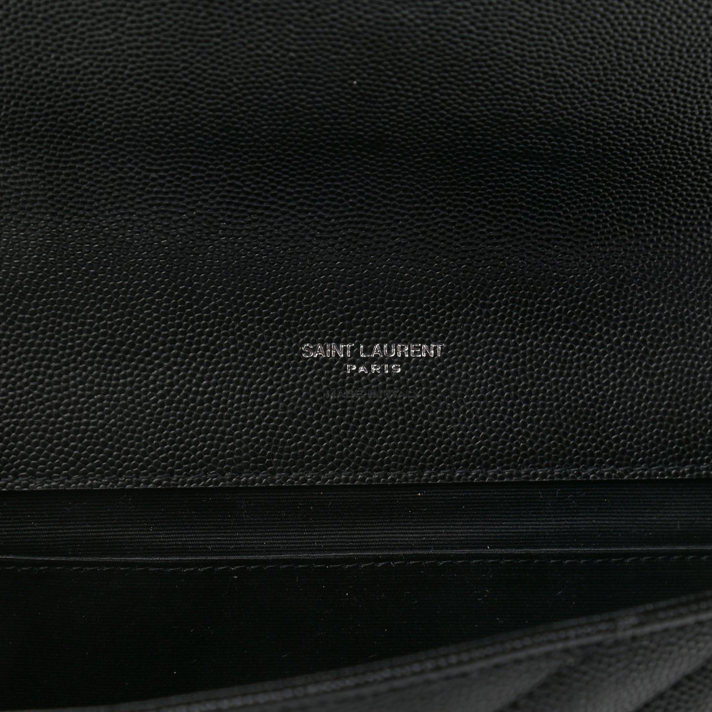 Grain De Poudre Matelasse Chevron Monogram Envelope Clutch Black