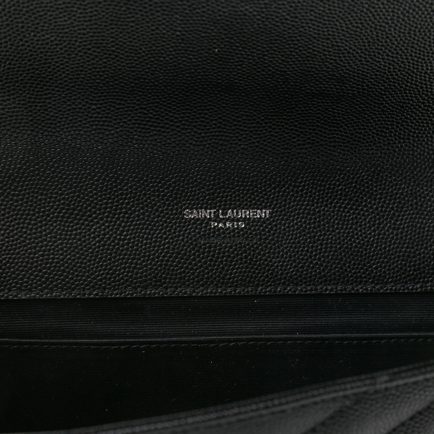 Saint Laurent Grain De Poudre Matelasse Chevron Monogram Envelope Clutch Black 6 of 7
