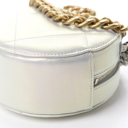 Chanel Iridescent Calfskin Quilted 19 Round Clutch With Chain White 7 of 10