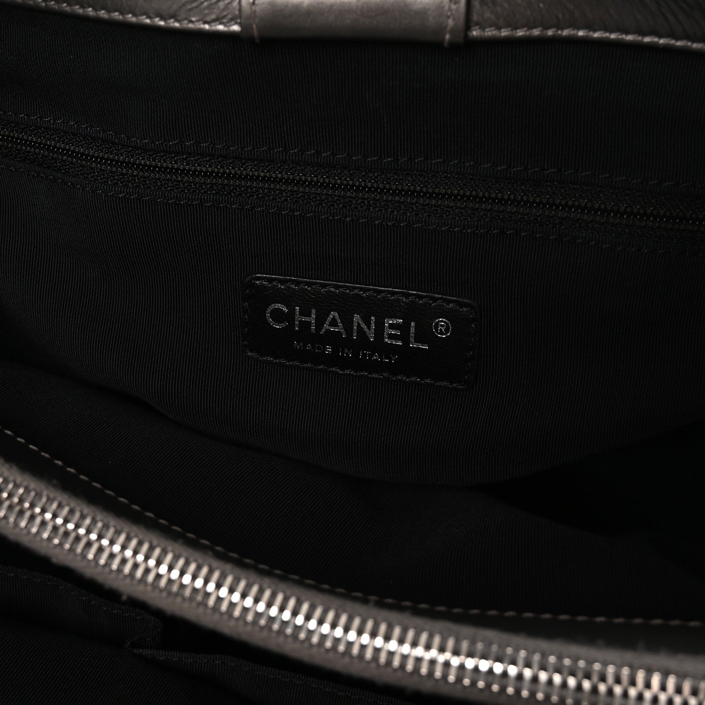 Metallic Calfskin Small Chain Me Tote Silver