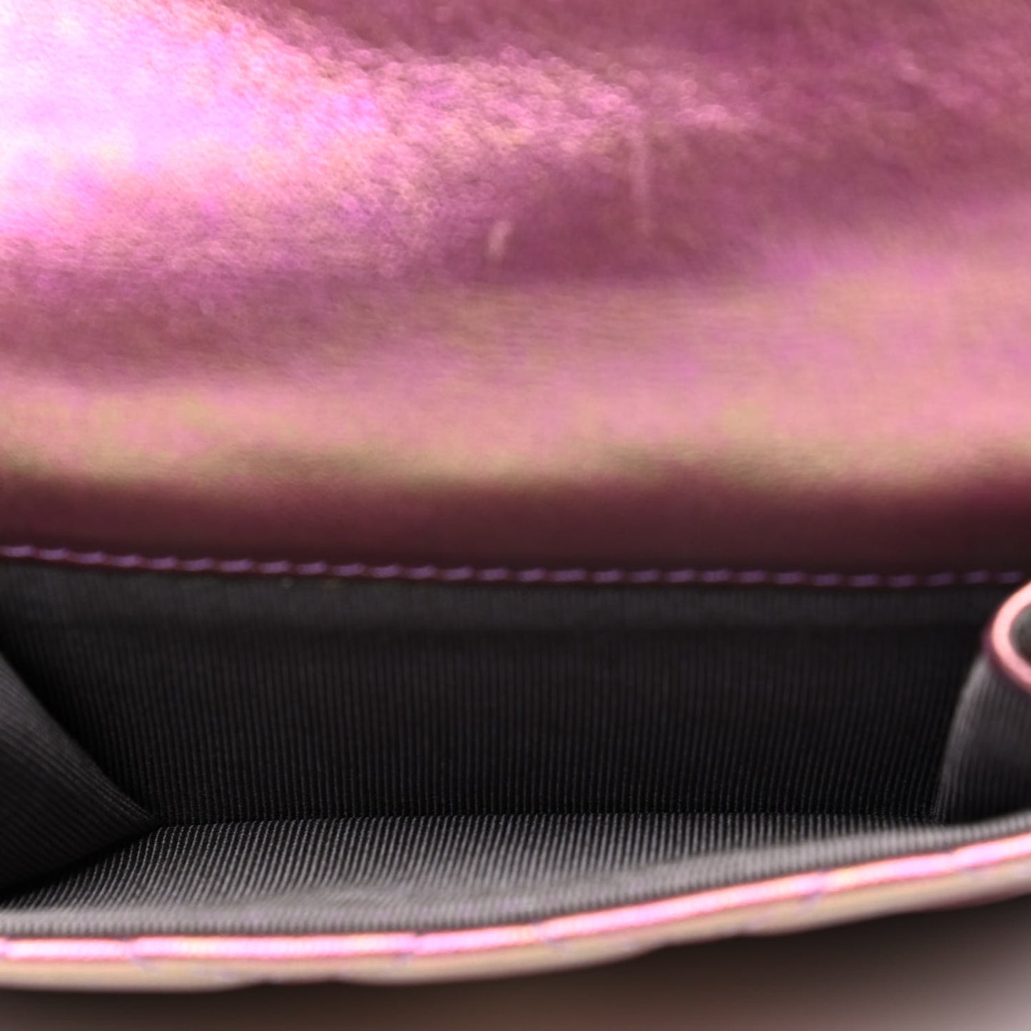 Iridescent Lambskin Small Quilted Flap Wallet Purple